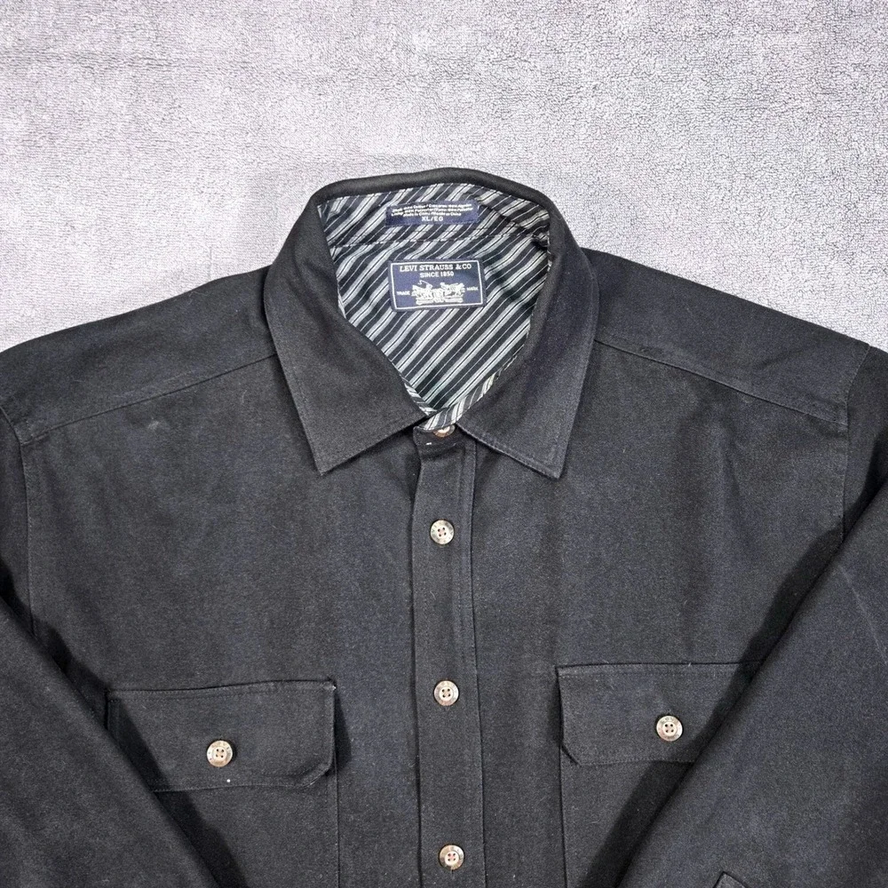 Levis‎ Mens XL Black Lined Shirt Jacket Heavyweight Canvas Shacket Utility Coat